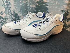 Easy Spirit Women's 10 SE Romy Leather Walking Running Shoe White Blue Trim